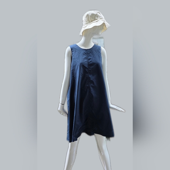 COS Sleeveless Cotton Dark Blue Dress, Small - Picture 1 of 10